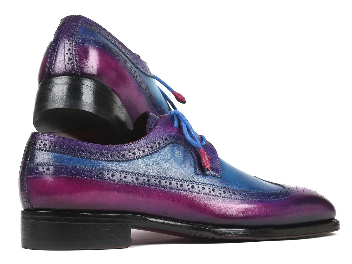 Paul Parkman Goodyear Welted Wingtip Derby Shoes Purple and Blue (ID#511V63) - Image 4