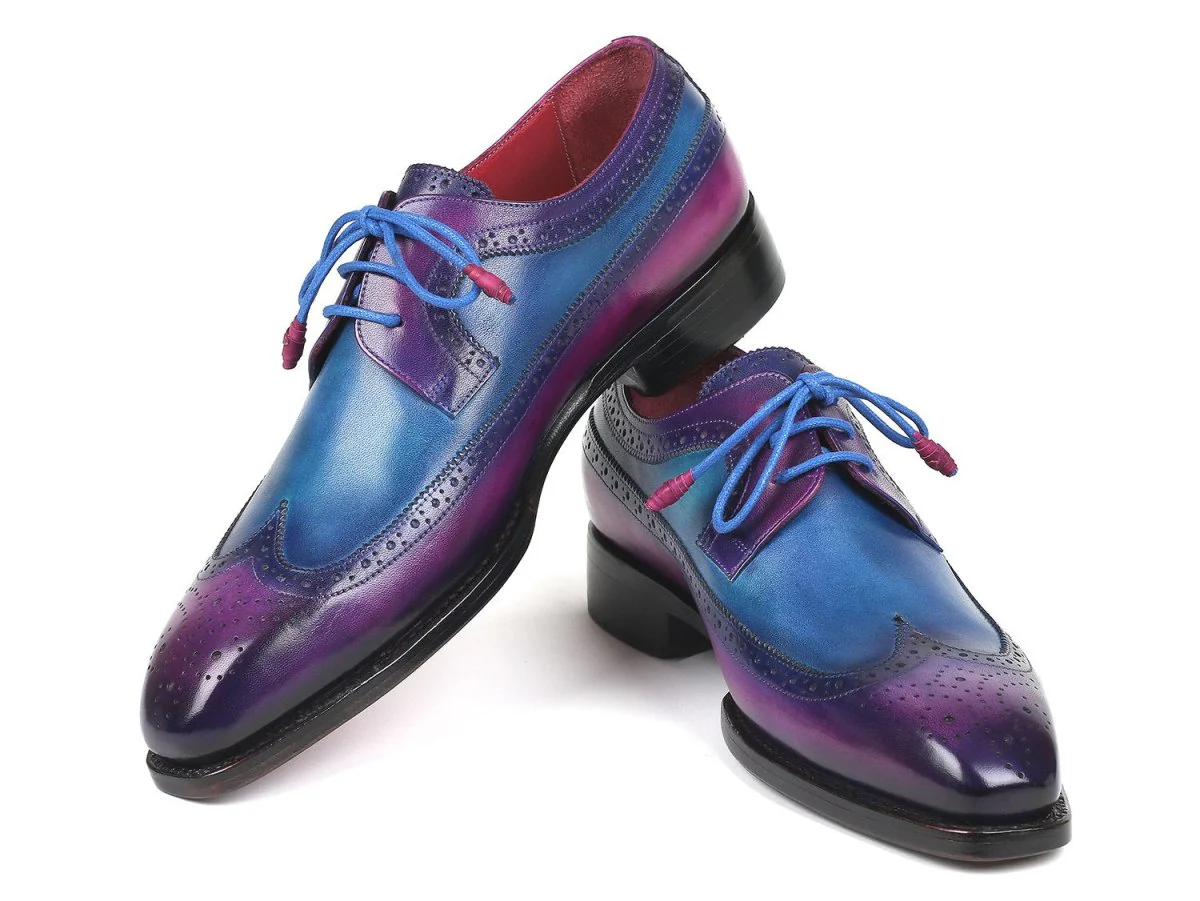 Paul Parkman Goodyear Welted Wingtip Derby Shoes Purple and Blue (ID#511V63) - Image 5
