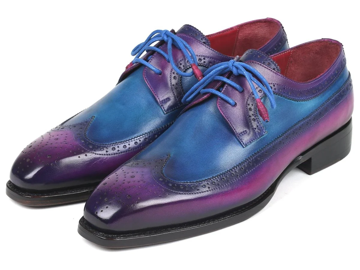 Paul Parkman Goodyear Welted Wingtip Derby Shoes Purple and Blue (ID#511V63) - Image 6