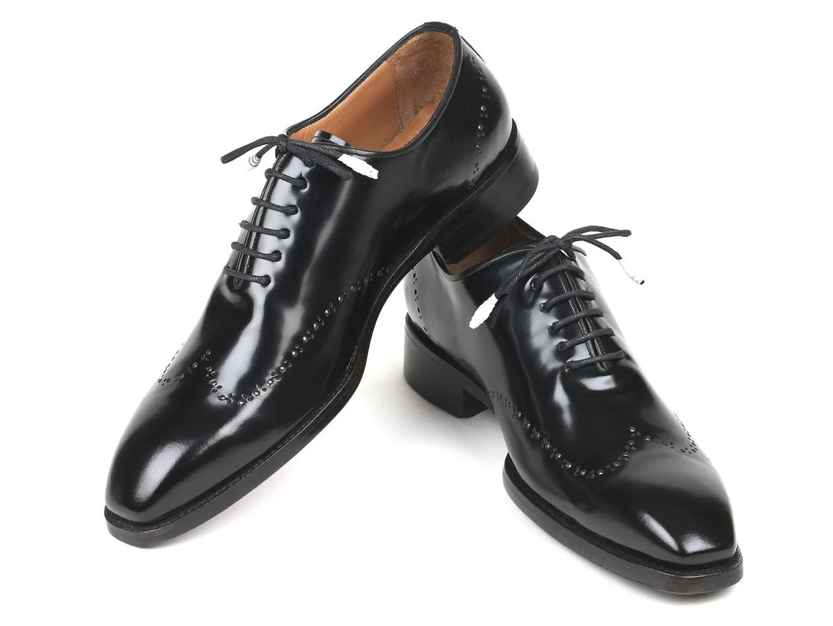 Paul Parkman Goodyear Welted Wingtip Oxfords Black Polished Leather (ID#181BLK55) - Image 4