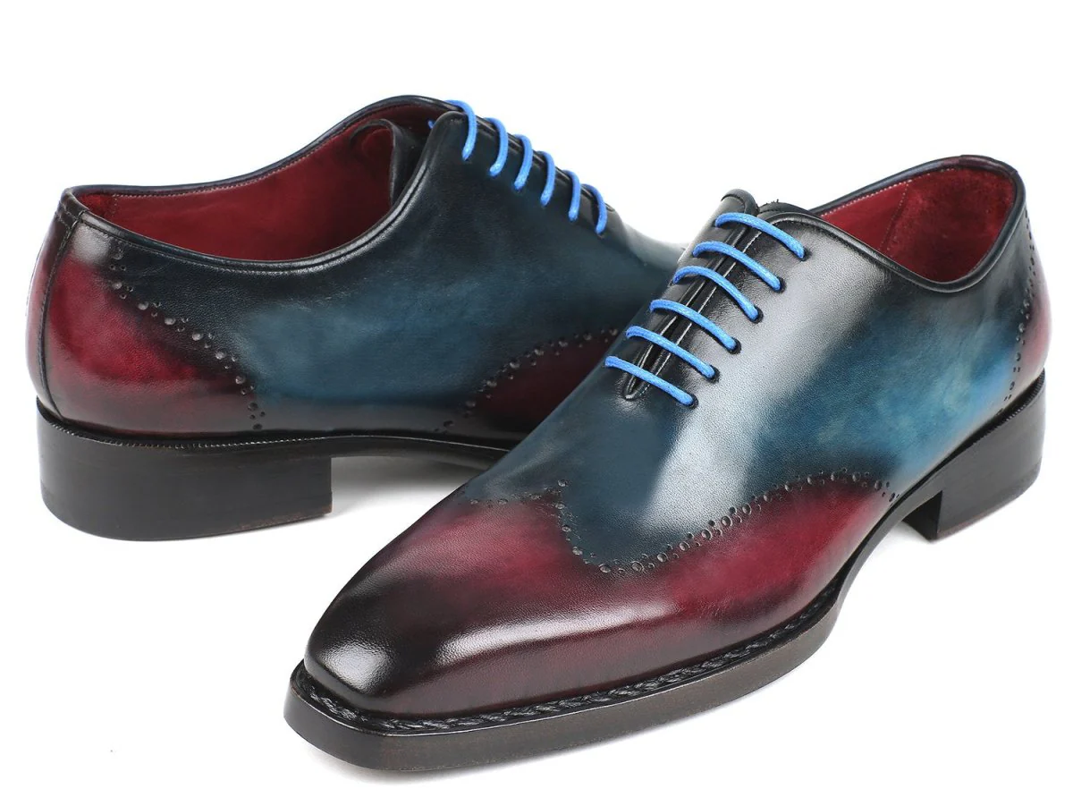 Paul Parkman Goodyear Welted Wingtip Oxfords Blue and Purple (ID#081-BPX) - Image 2