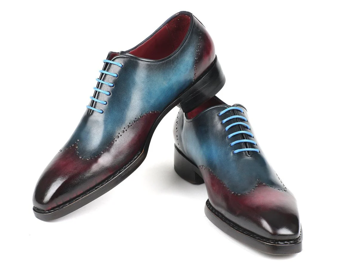 Paul Parkman Goodyear Welted Wingtip Oxfords Blue and Purple (ID#081-BPX) - Image 4