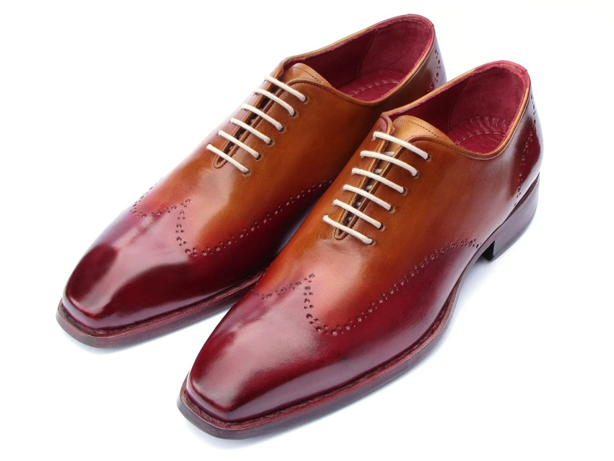 Paul Parkman Goodyear Welted Wingtip Oxfords Bordeaux and Camel (ID#081-RDT) - Image 6