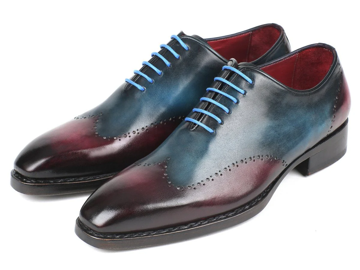 Paul Parkman Goodyear Welted Wingtip Oxfords in Blue and Purple - Image 6