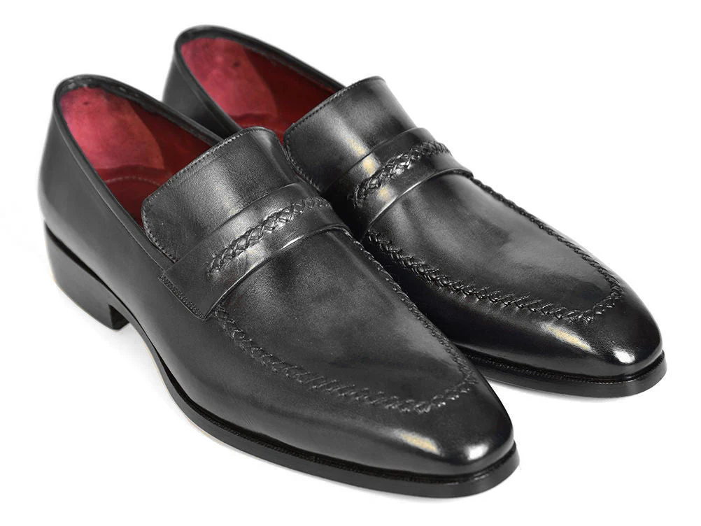 Paul Parkman Gray and Black Men's Loafers (ID#068-GRAY)