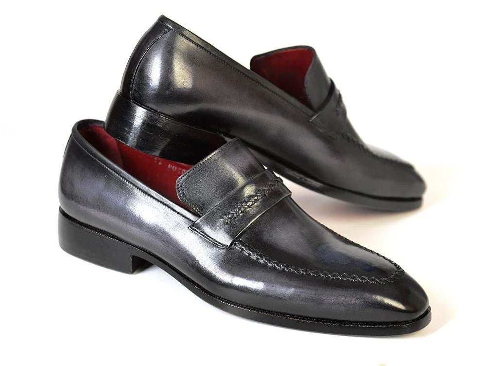 Paul Parkman Gray and Black Men's Loafers (ID#068-GRAY) - Image 4