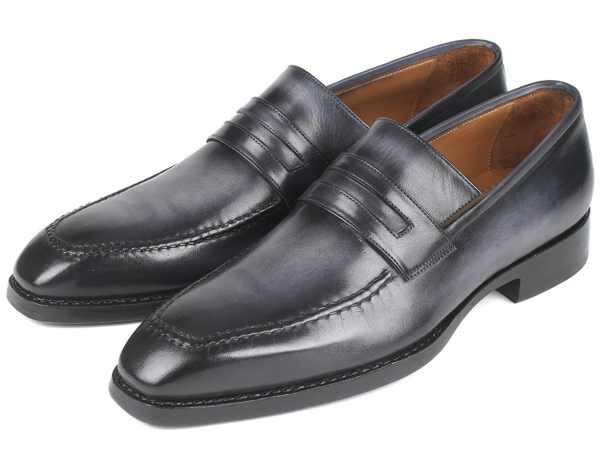 Paul Parkman Gray Burnished Goodyear Welted Loafers (ID#37LFGRY) - Image 4