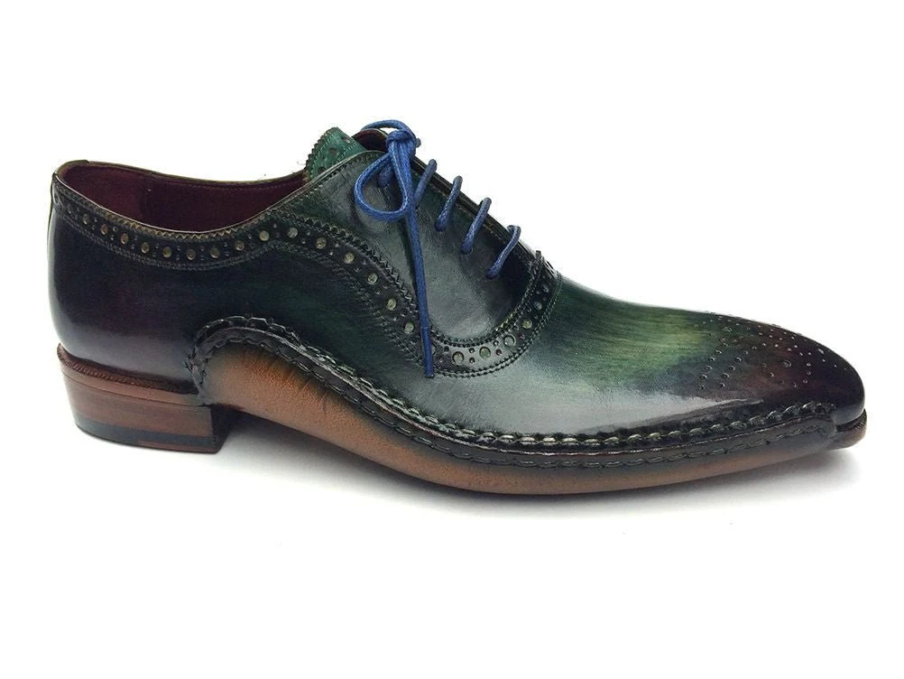 Paul Parkman Green and Purple Handmade Oxfords (ID#OPK215C) - Image 5