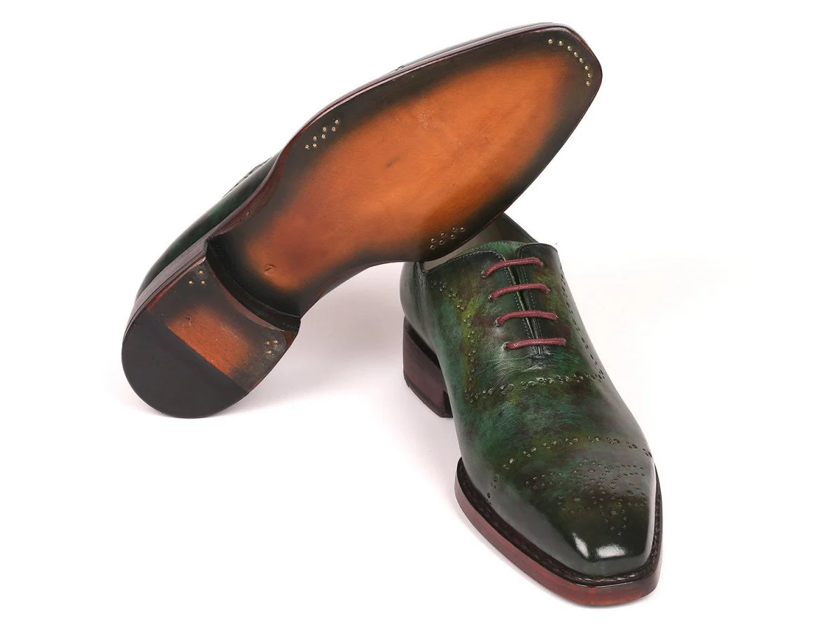 Paul Parkman Green Marble Patina Goodyear Welted Oxfords (ID#56GRN37) - Image 4