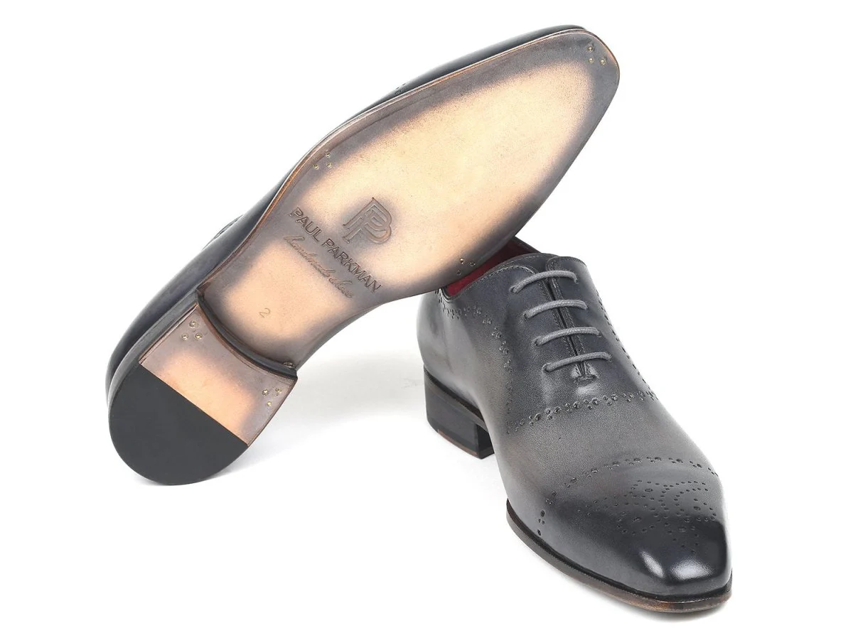 Paul Parkman Grey Hand-Painted Classic Brogues (ID#ZLS34GRY) - Image 2