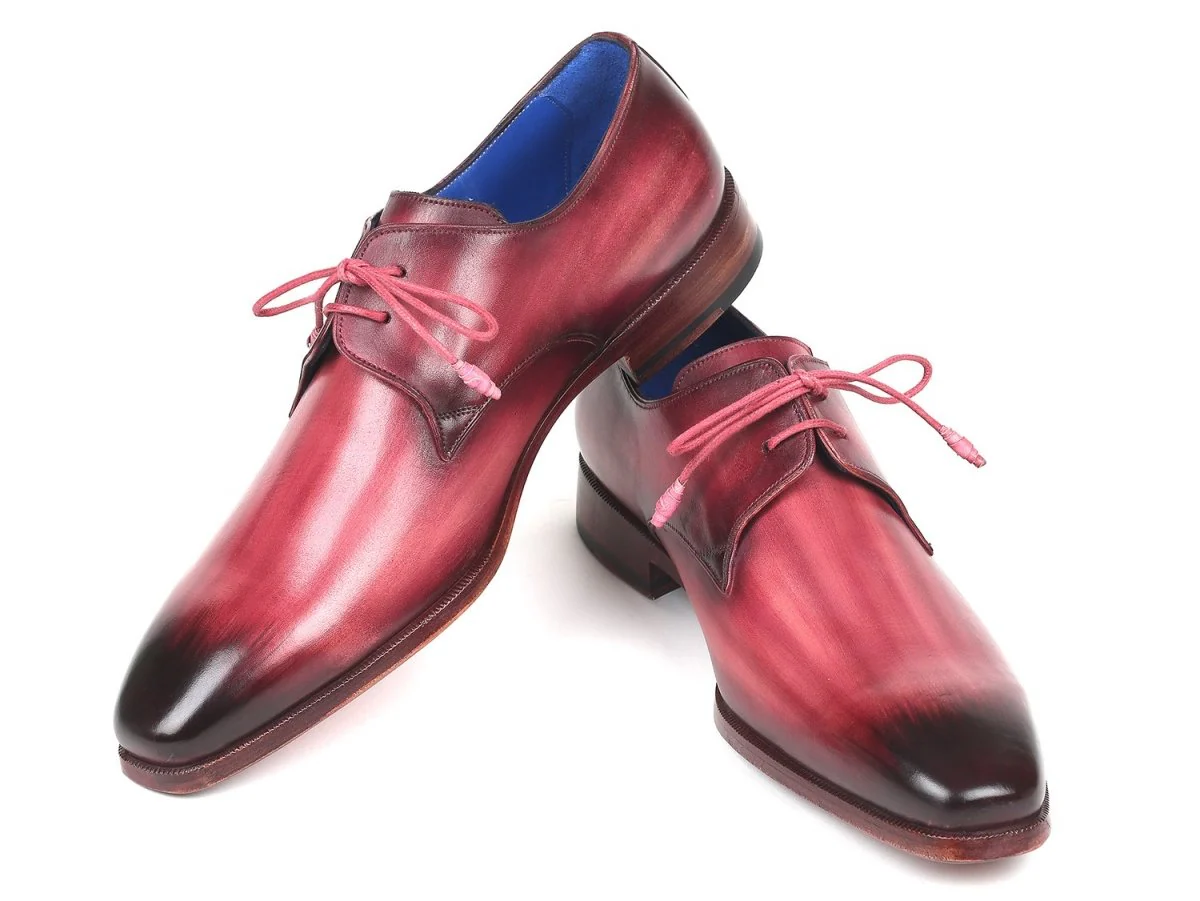 Paul Parkman Hand-Painted Derby Shoes in Pink and Purple - Image 4