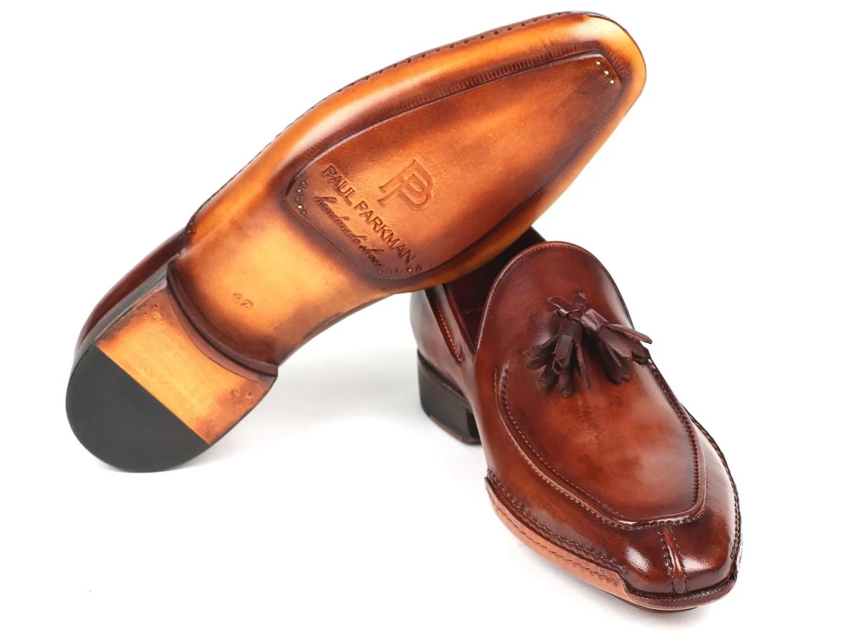 Paul Parkman Hand-Sewn Tassel Loafers in Brown - Image 4