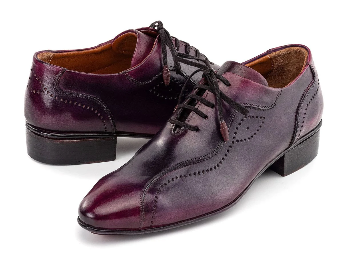 Paul Parkman Handmade Burnished Lace-Up Casual Shoes in Purple - Image 3