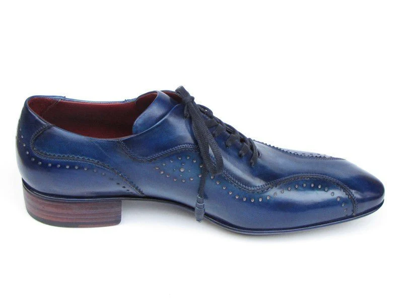 Paul Parkman Handmade Lace-Up Casual Shoes For Men Blue (ID#84654-BLU) - Image 6