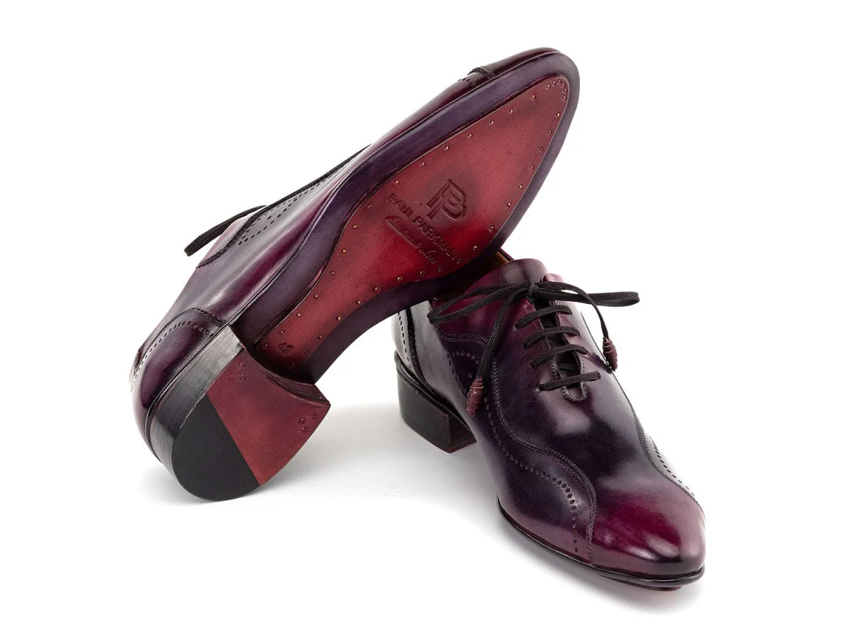 Paul Parkman Handmade Lace-Up Casual Shoes For Men Purple Burnished 84654-PRP - Image 2