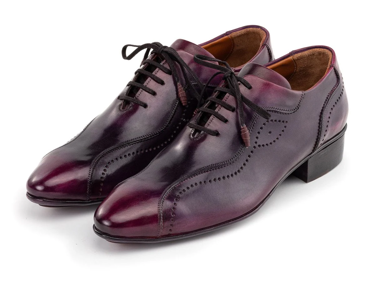 Paul Parkman Handmade Lace-Up Casual Shoes For Men Purple Burnished 84654-PRP - Image 6