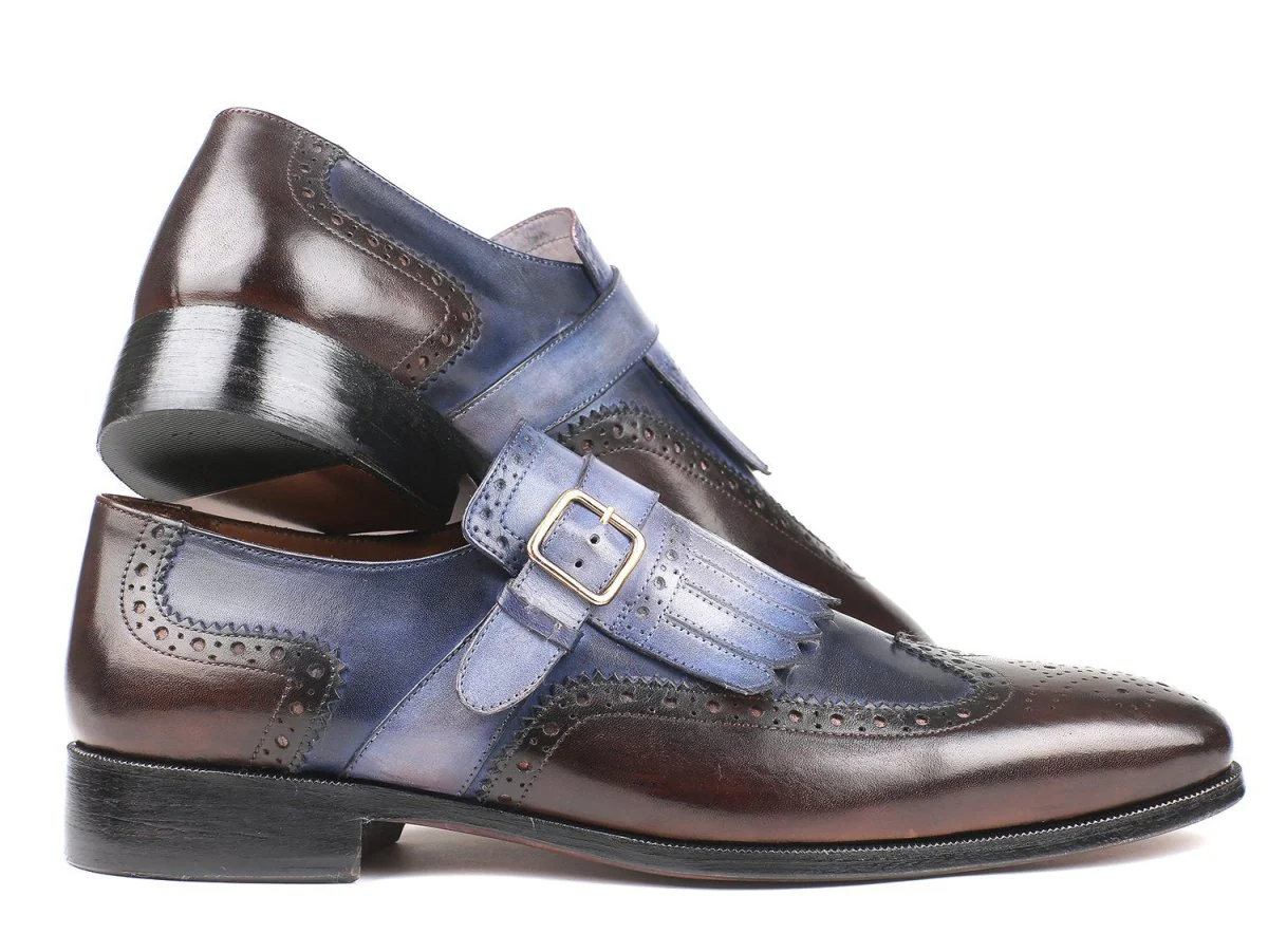 Paul Parkman Kiltie Monkstraps Blue and Brown (ID#52SL79) - Image 3