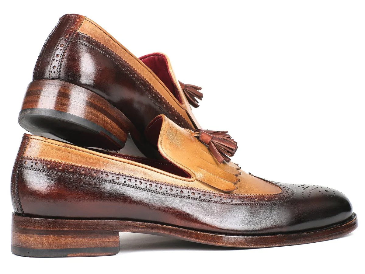 Paul Parkman Kiltie Tassel Loafer Beige and Brown (ID#KT57BJ) - Image 3