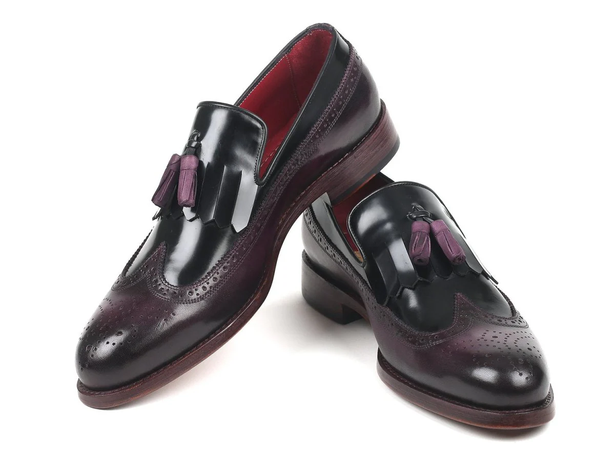 Paul Parkman Kiltie Tassel Loafer Black and Purple (ID#KT92PX) - Image 5