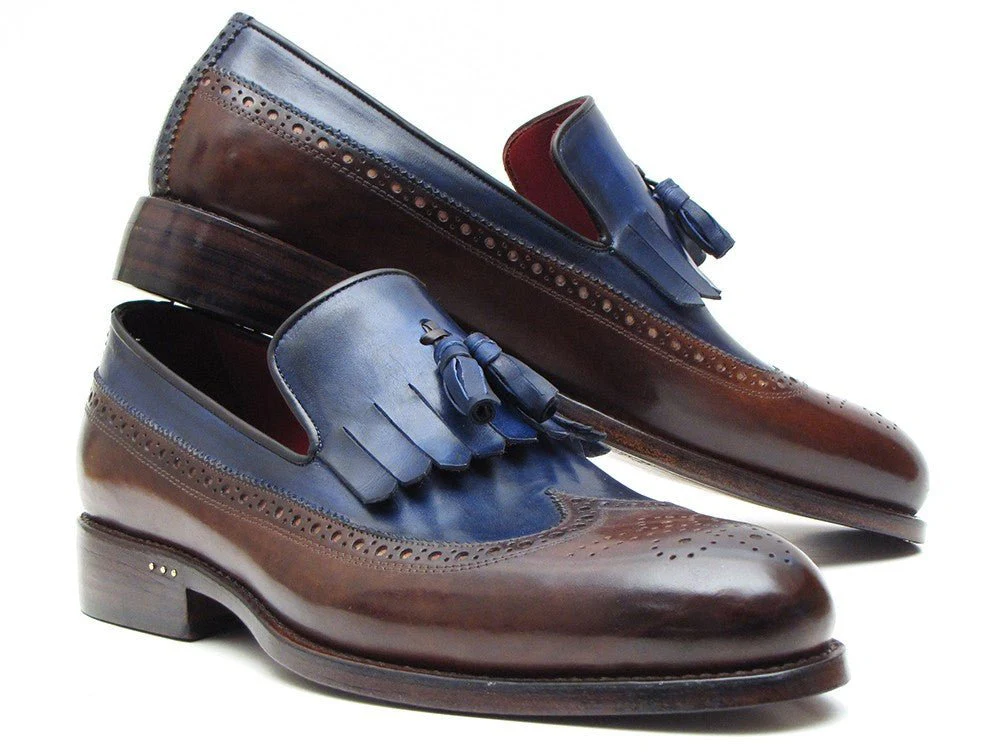 Paul Parkman Kiltie Tassel Loafer Dark Brown and Navy (ID#KT44BN)