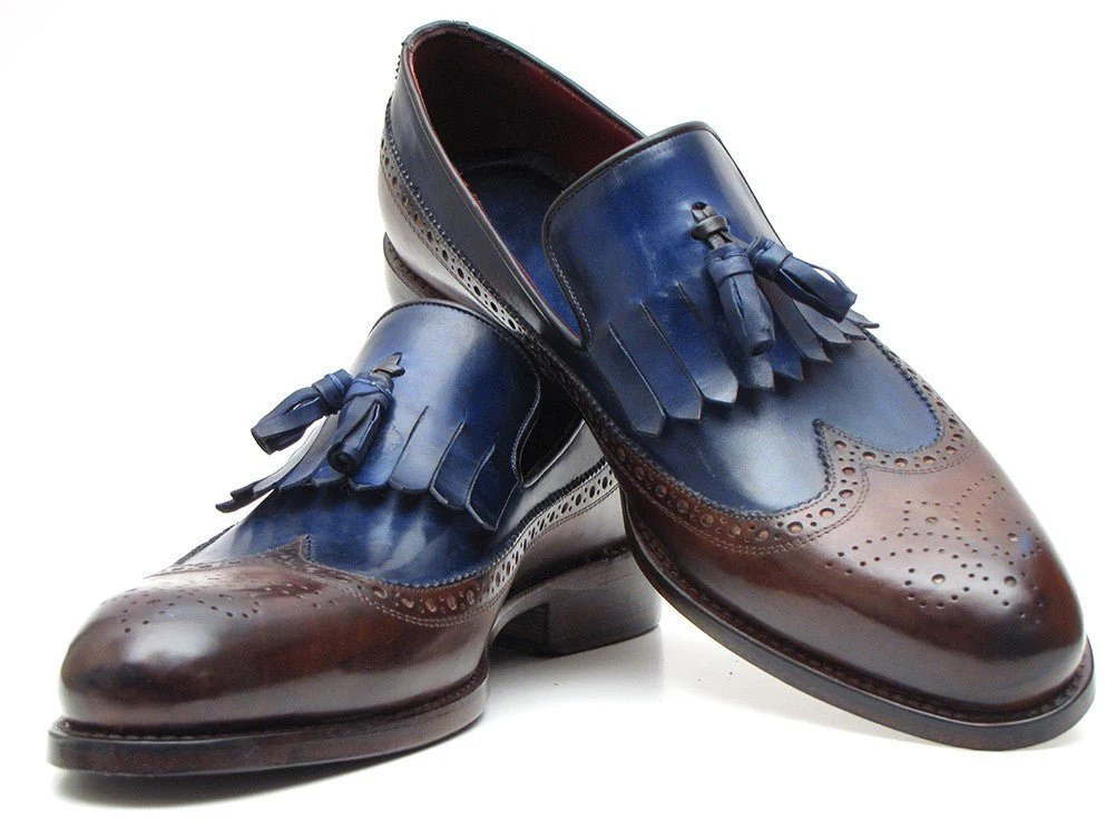 Paul Parkman Kiltie Tassel Loafer Dark Brown and Navy (ID#KT44BN) - Image 2
