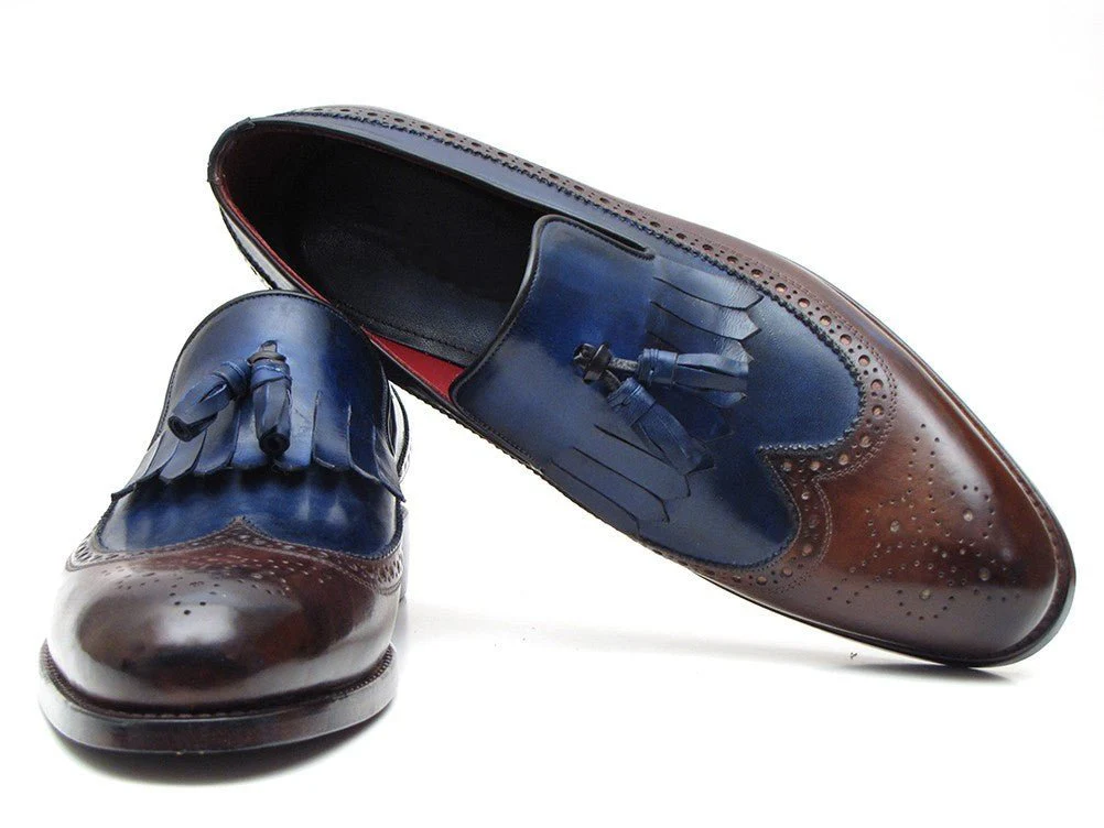 Paul Parkman Kiltie Tassel Loafer Dark Brown and Navy (ID#KT44BN) - Image 4