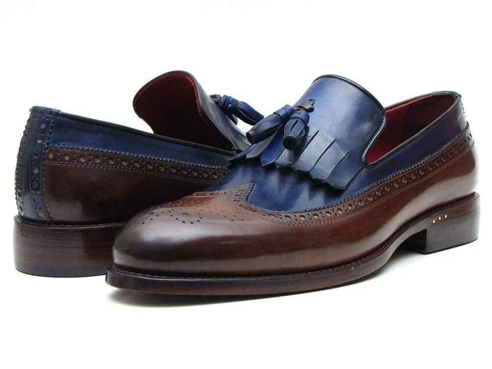 Paul Parkman Kiltie Tassel Loafer Dark Brown and Navy (ID#KT44BN) - Image 5