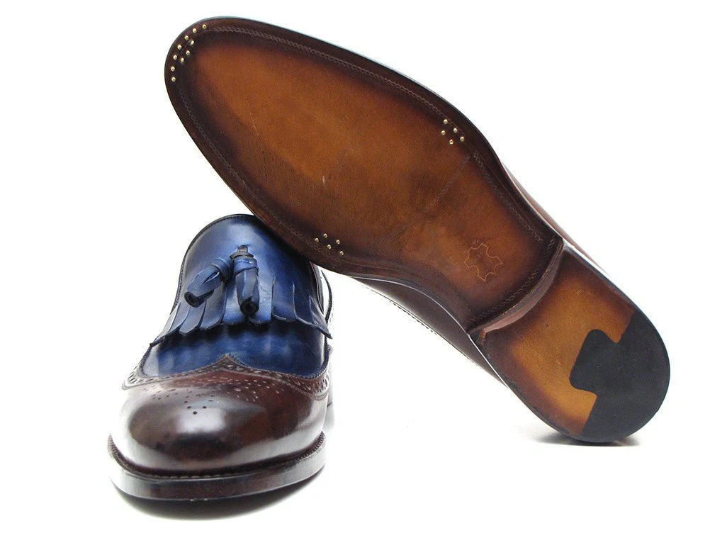 Paul Parkman Kiltie Tassel Loafer Dark Brown and Navy (ID#KT44BN) - Image 6