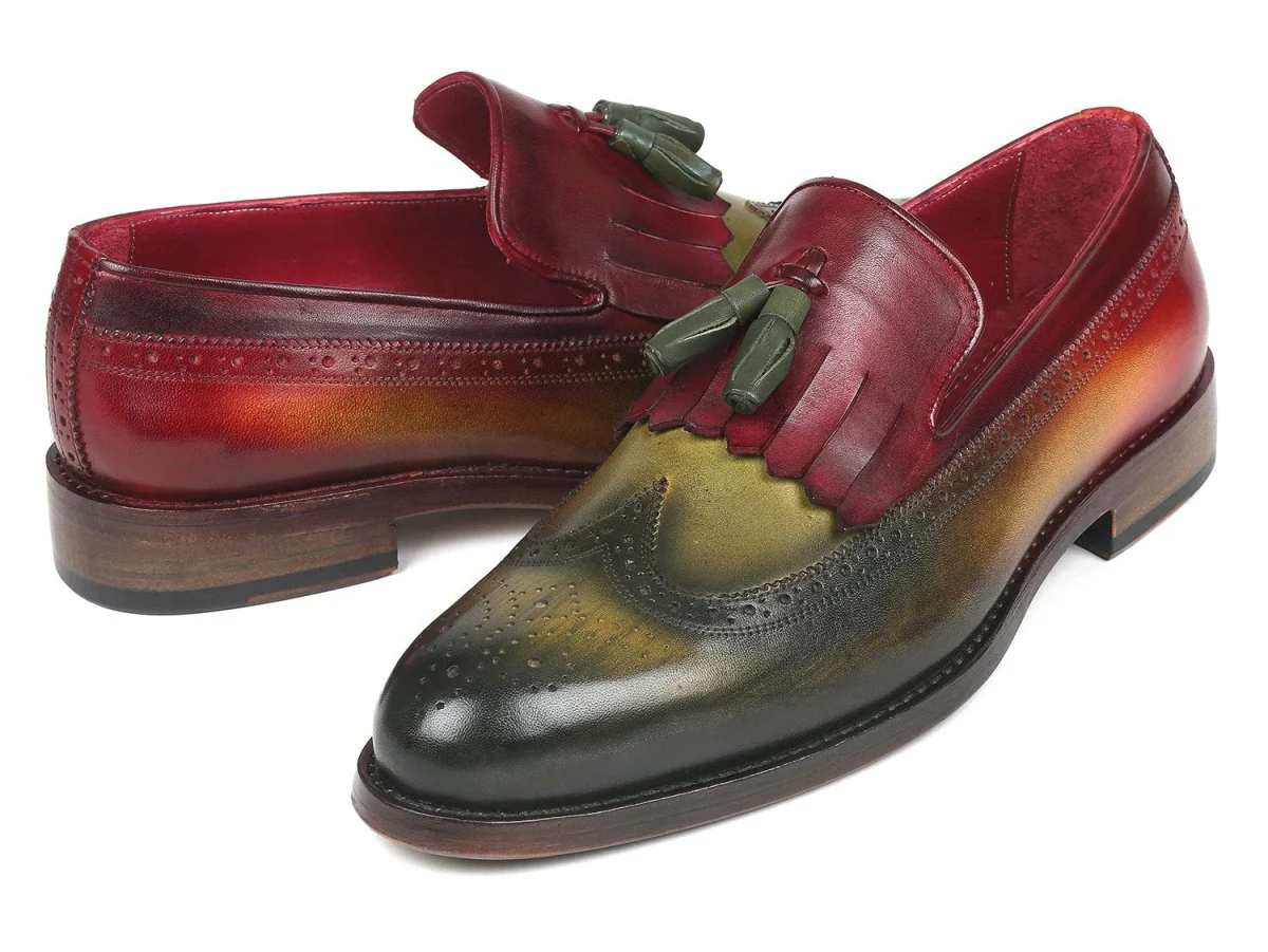 Paul Parkman Kiltie Tassel Loafer in Green and Bordeaux - Image 2