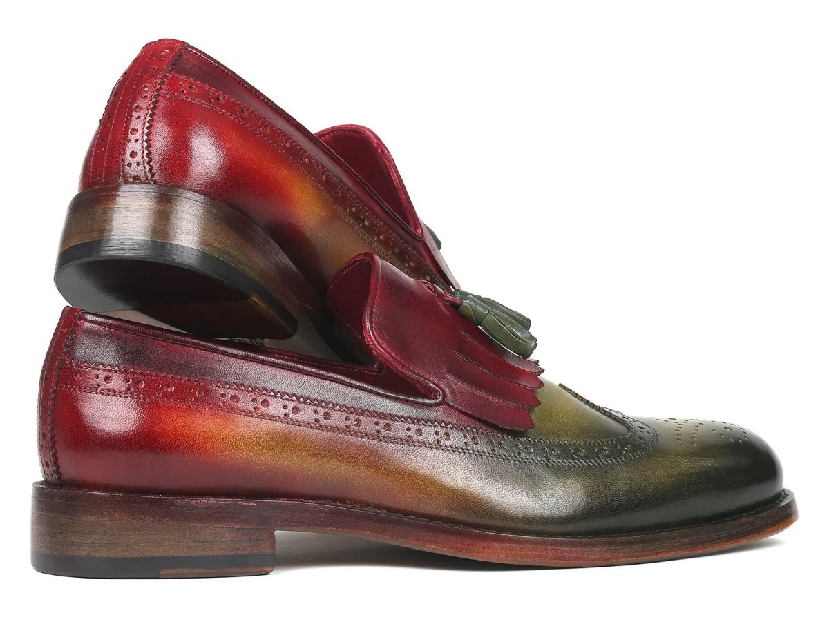 Paul Parkman Kiltie Tassel Loafer in Green and Bordeaux - Image 4