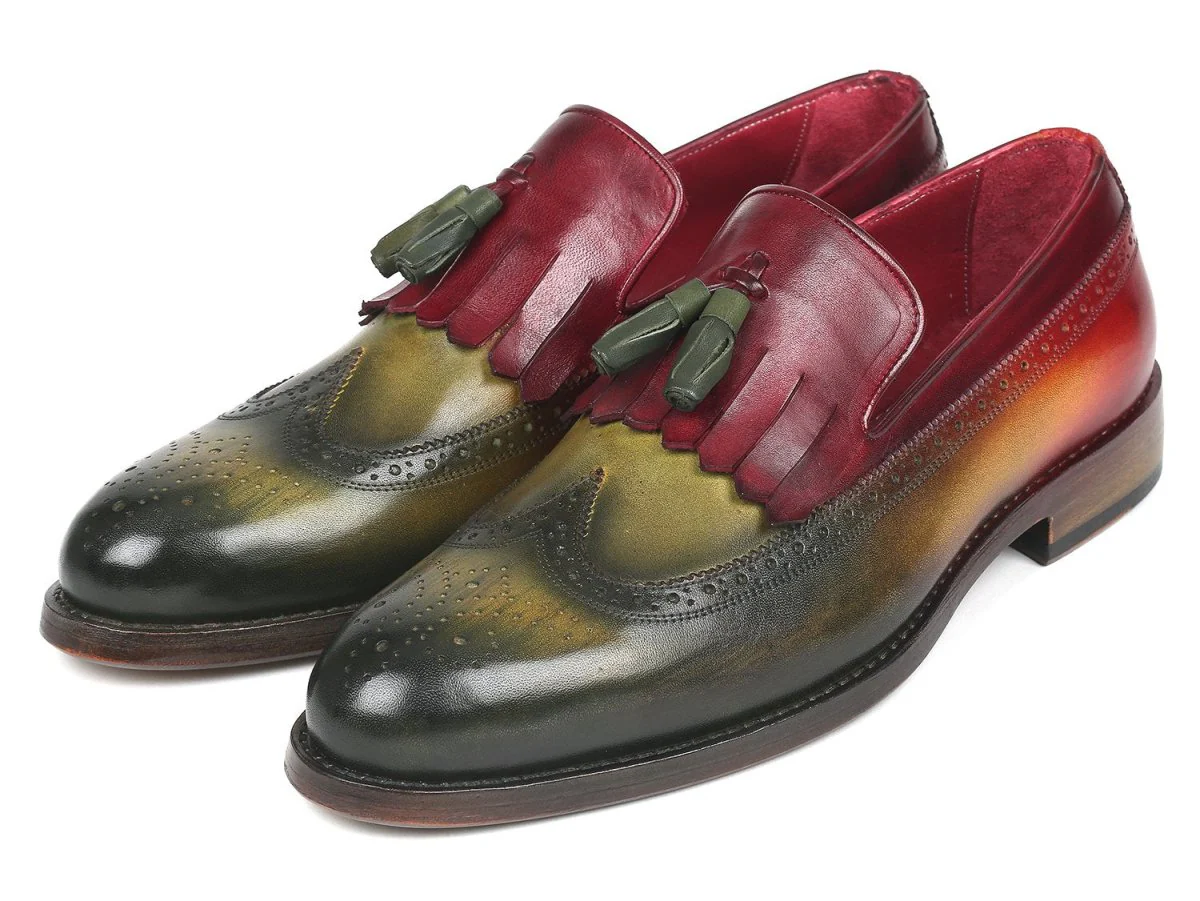 Paul Parkman Kiltie Tassel Loafer in Green and Bordeaux - Image 6