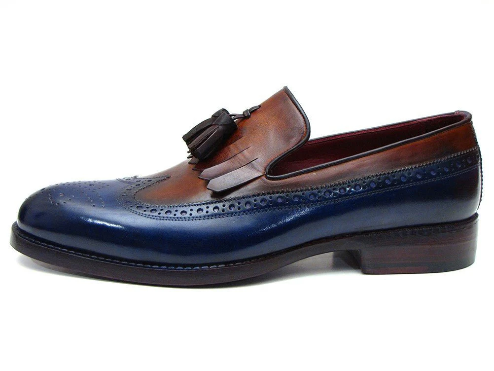 Paul Parkman Kiltie Tassel Loafer Navy and Tobacco (ID#KT74NB) - Image 4