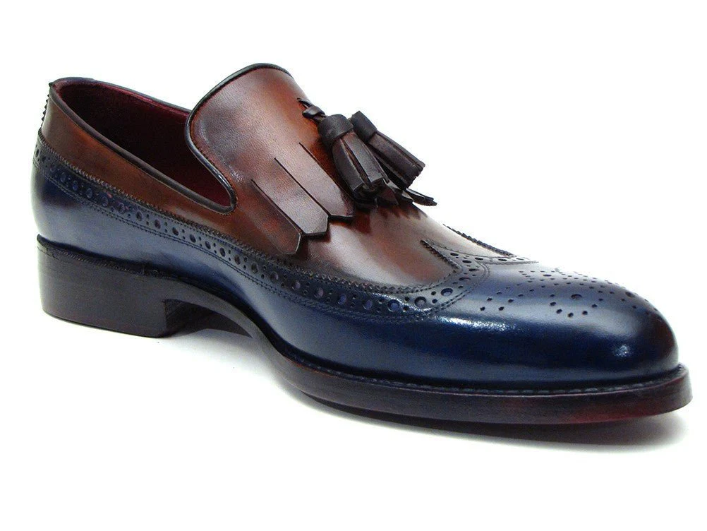 Paul Parkman Kiltie Tassel Loafer Navy and Tobacco (ID#KT74NB) - Image 6