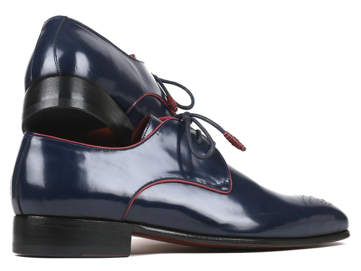 Paul Parkman Medallion Toe Derby Shoes in Navy - Image 3