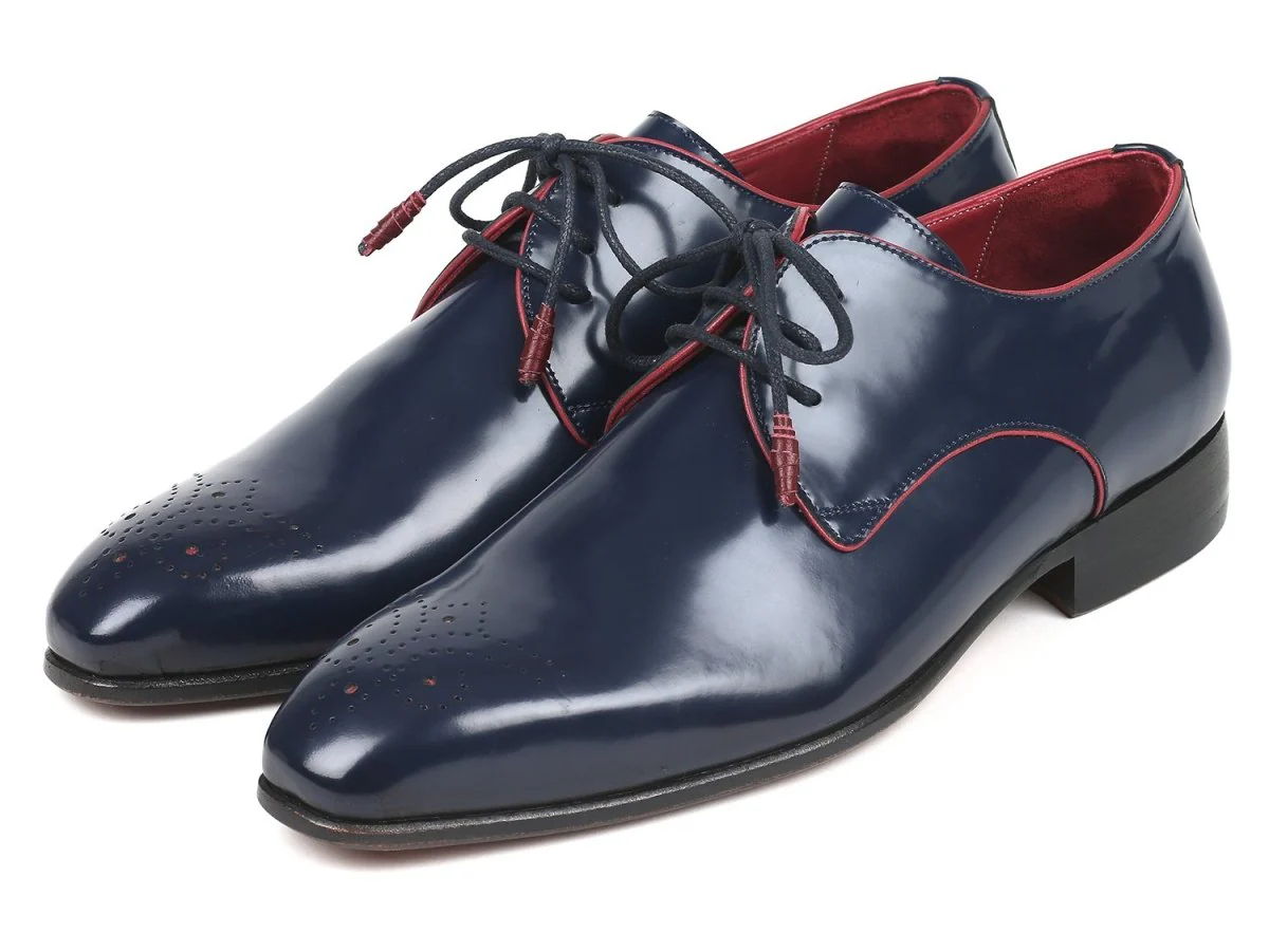 Paul Parkman Medallion Toe Derby Shoes in Navy - Image 6