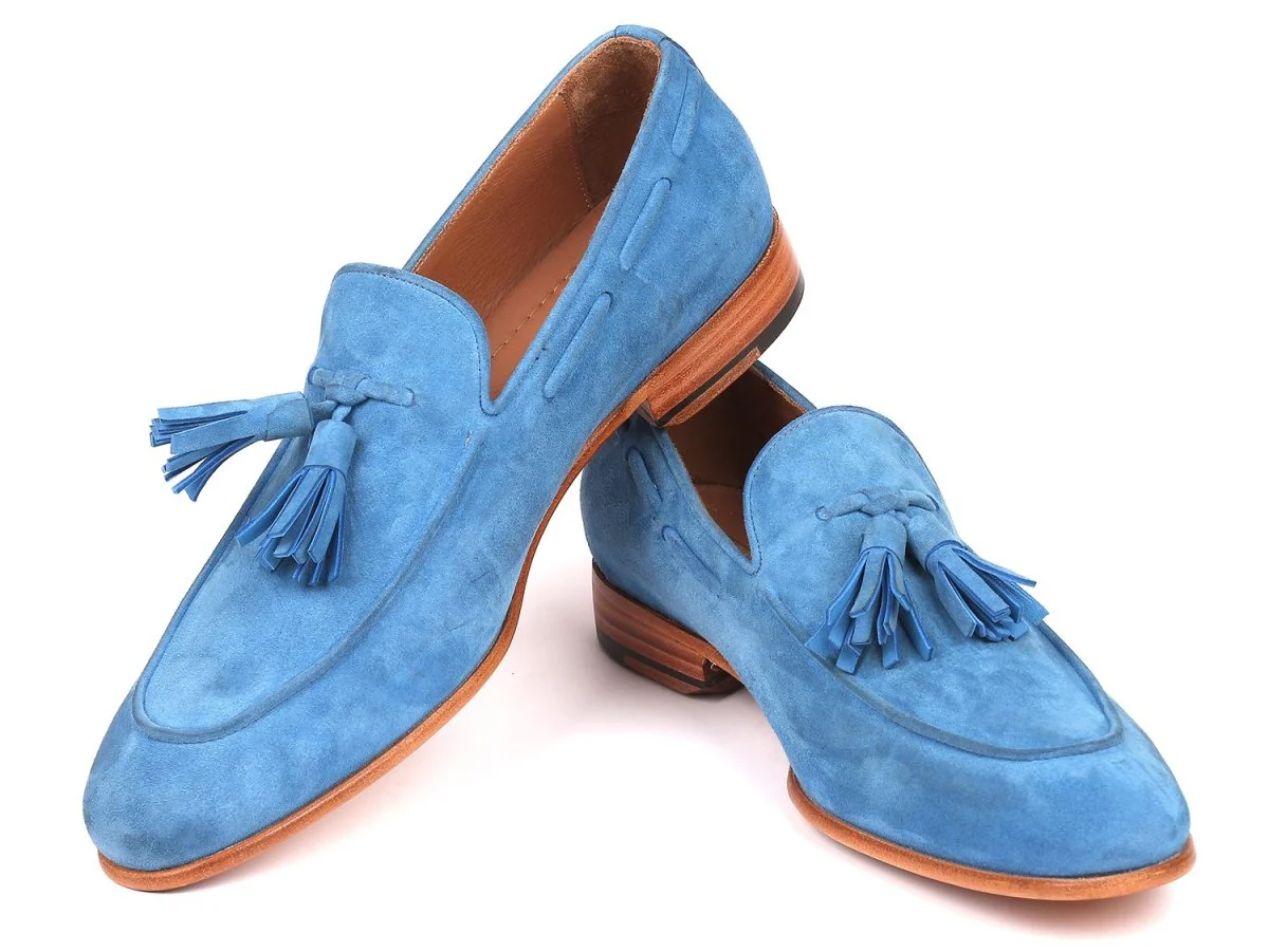 Paul Parkman Men’s Blue Suede Tassel Loafers – Handcrafted Italian Slip-On Elegance in Premium Velvety Suede - Image 4