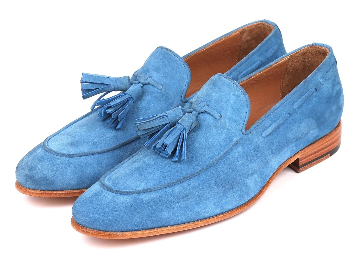 Paul Parkman Men’s Blue Suede Tassel Loafers – Handcrafted Italian Slip-On Elegance in Premium Velvety Suede - Image 6