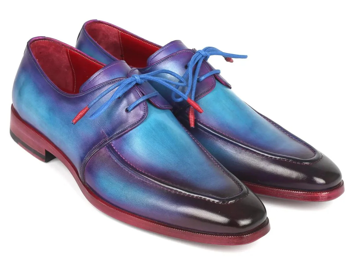 Paul Parkman Men's Apron Derby Shoes in Turquoise and Purple