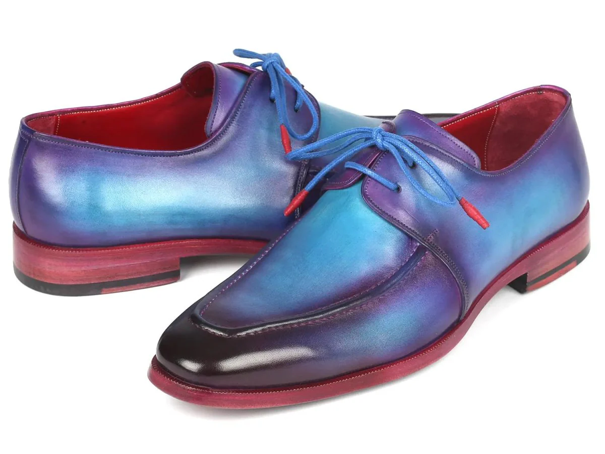 Paul Parkman Men's Apron Derby Shoes in Turquoise and Purple - Image 2