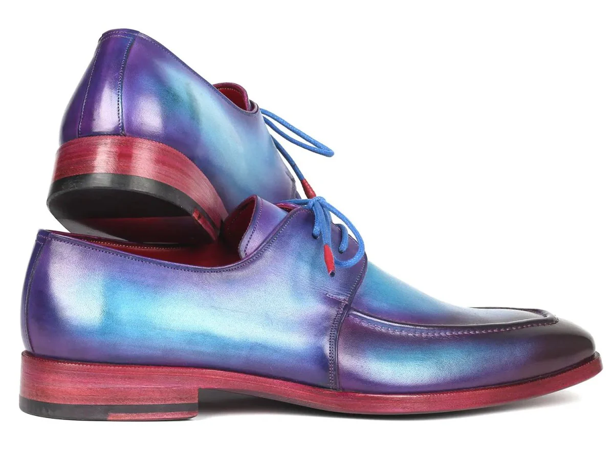 Paul Parkman Men's Apron Derby Shoes in Turquoise and Purple - Image 6