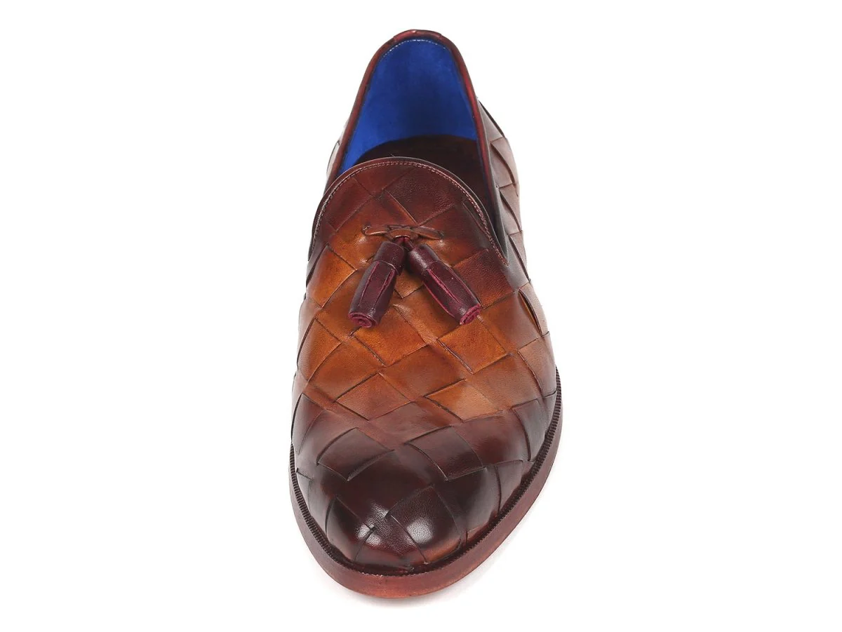 Paul Parkman Men's Big Braided Tassel Loafers Brown  (ID#6623-BRW) - Image 7