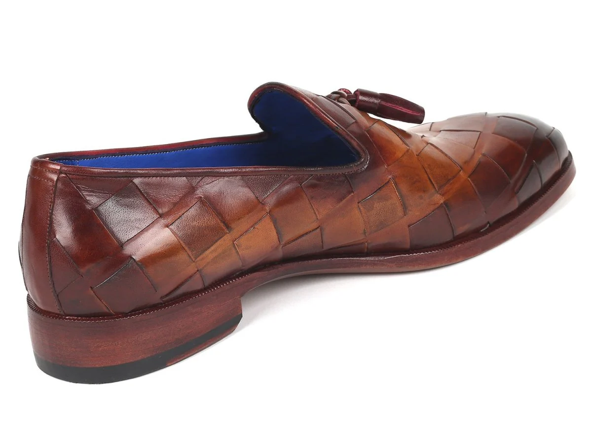 Paul Parkman Men's Big Braided Tassel Loafers Brown  (ID#6623-BRW) - Image 8