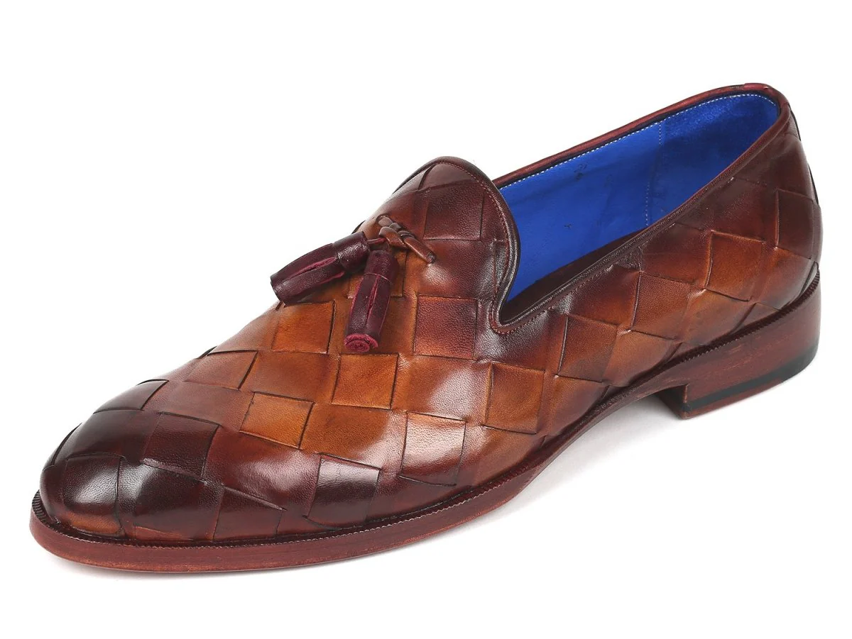 Paul Parkman Men's Big Braided Tassel Loafers in Brown - Image 2