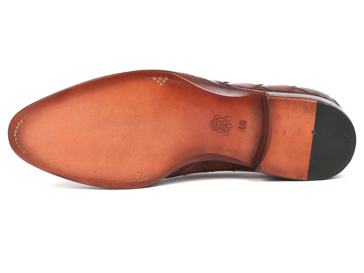 Paul Parkman Men's Big Braided Tassel Loafers in Brown - Image 3