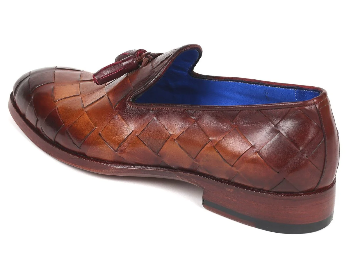 Paul Parkman Men's Big Braided Tassel Loafers in Brown - Image 6