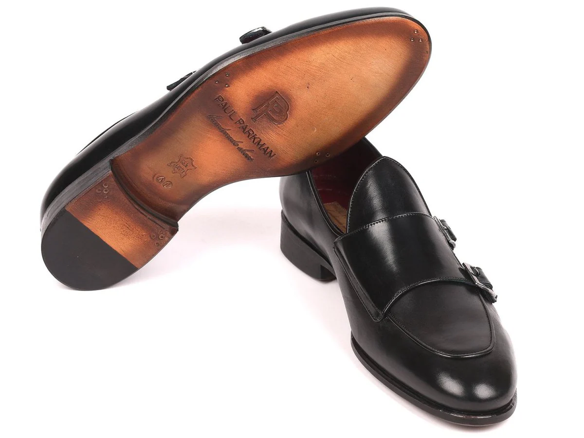 Paul Parkman Men's Black Double Monkstrap Shoes (ID#HT82BLK) - Image 2