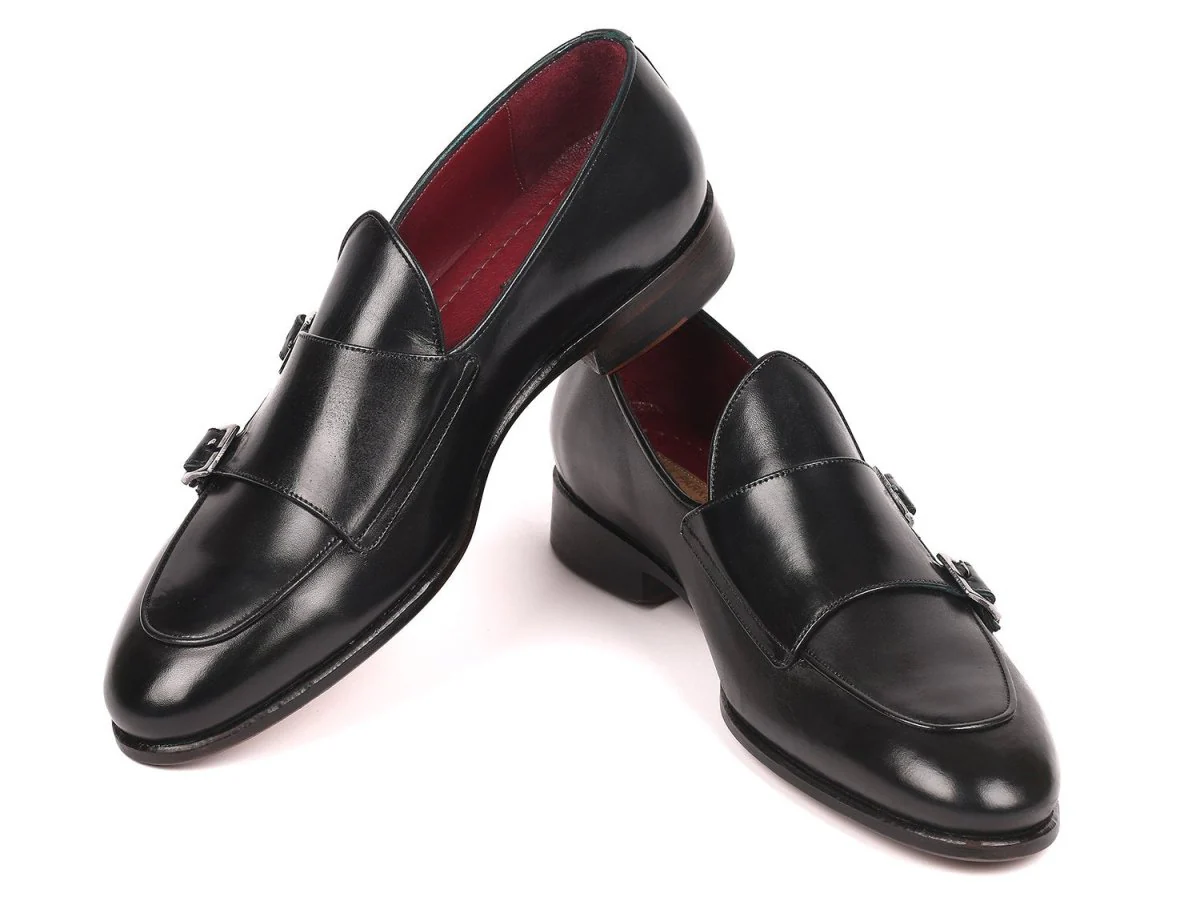 Paul Parkman Men's Black Double Monkstrap Shoes (ID#HT82BLK) - Image 3