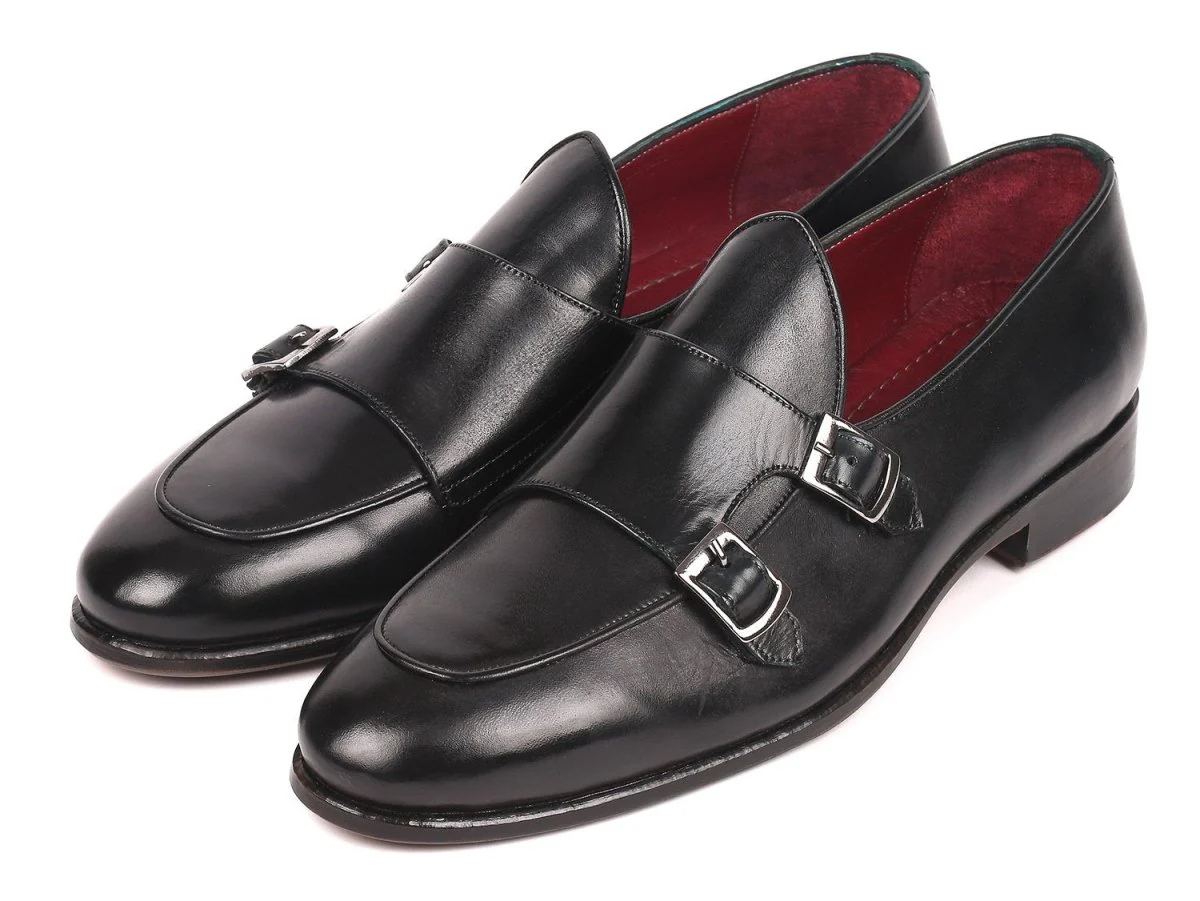 Paul Parkman Men's Black Double Monkstrap Shoes (ID#HT82BLK) - Image 4