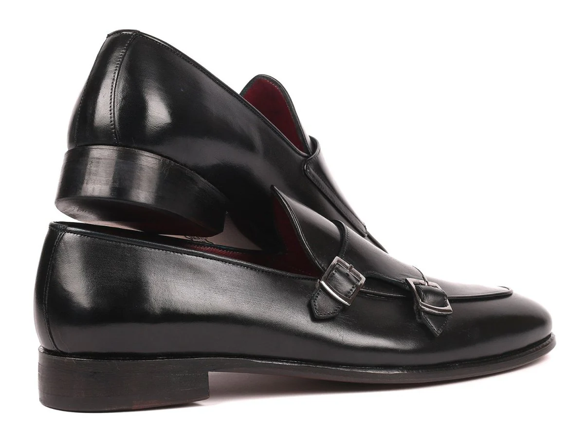 Paul Parkman Men's Black Double Monkstrap Shoes (ID#HT82BLK) - Image 5