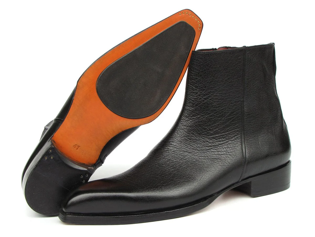 Paul Parkman Men's Black Floater Leather Side Zipper Boots - Image 2